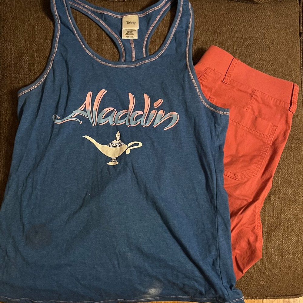 Blue Aladdin Disney Tank Top WITH STAINS